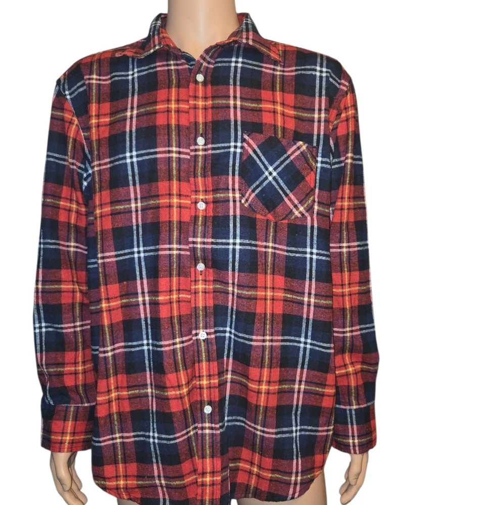 Ativa Red and Blue Plaid Casual Button Down Shirt